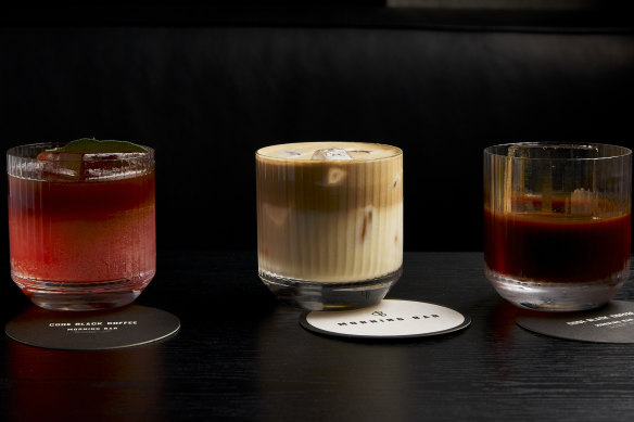 The drinks list at Code Black offers coffee in various forms, including cocktails.