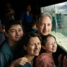 World Festival Festival organiser Brian Greene and his wife and festival co-founder Tracy Day and their children on their last visit to Brisbane for the 2019 festival