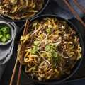Mongolian beef noodles is a satisfying meal in a pan.