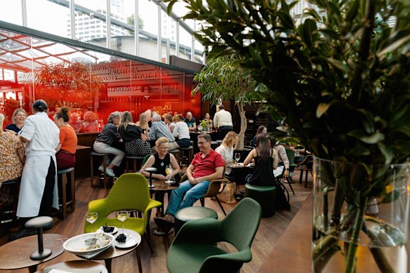 The spare, semi-industrial interior is of an era.