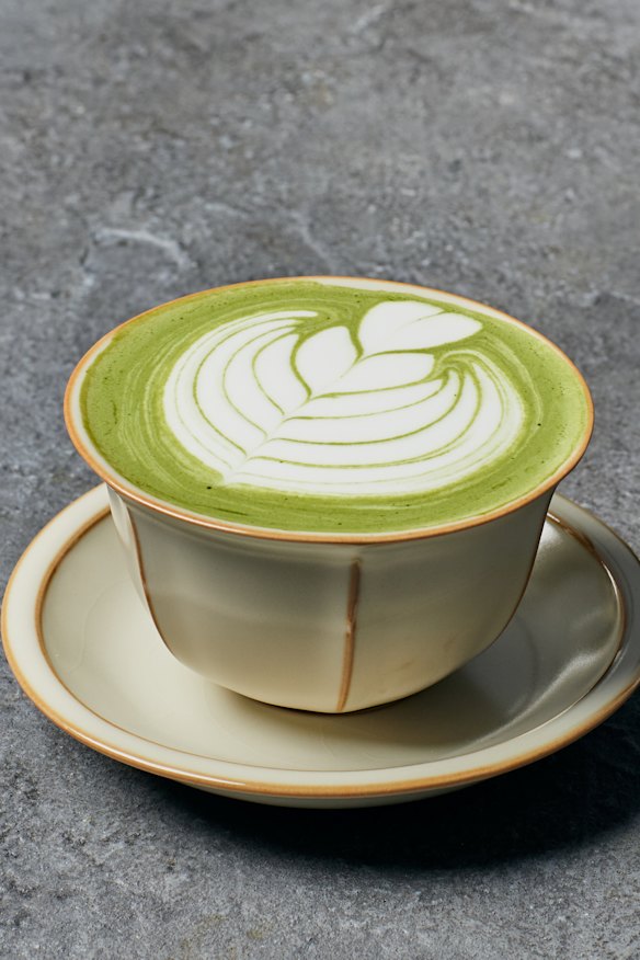 Matcha latte made with ceremonial-grade matcha.