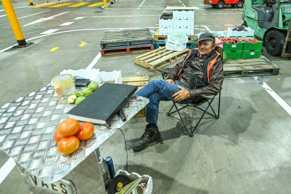 Mildura produce sold at Bill Gogas’ stall is cleared out after a successful morning of trade.