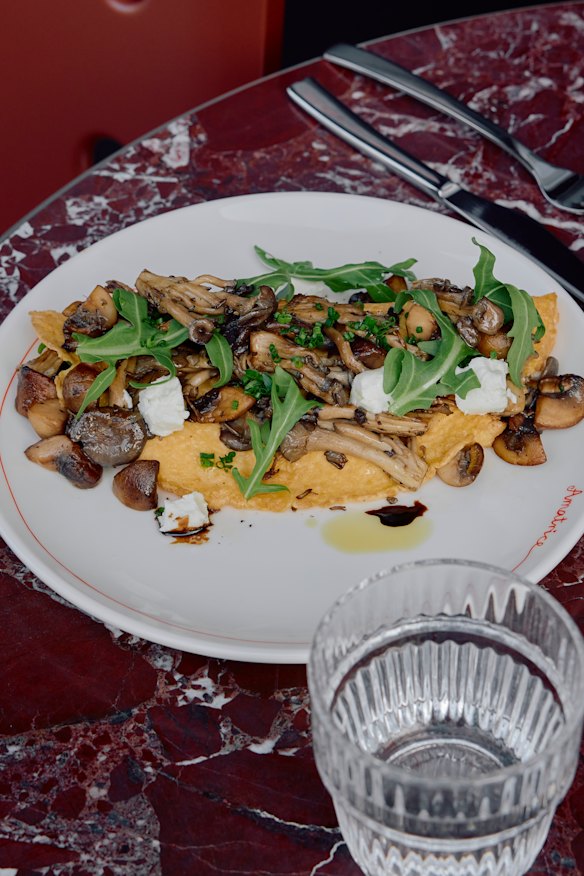 Egg cannelonni with mushrooms, goats feta and truffle.