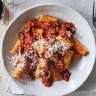 Danielle Alvarez’s rigatoni with sausage, red wine and tomato ragu.