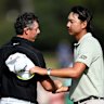 Rory McIlroy and Min Woo Lee at last year’s Australian Open at Royal Melbourne. 