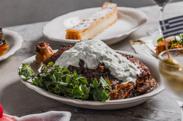 The oven-baked lamb shoulder with Greek yoghurt at The Apollo.