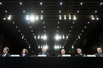 As he took over US Cyber Command in 2018, General Paul Nakasone, pictured second from the right testifying before the Senate, warned America’s enemies “do not fear us” in cyberspace.