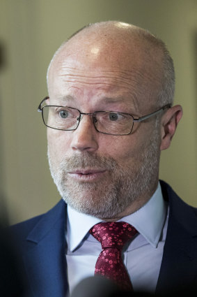 Head of Australian Cyber Security Centre, Alastair MacGibbon, speaks to the media at Parliament House in Canberra. Photo: Dominic Lorrimer