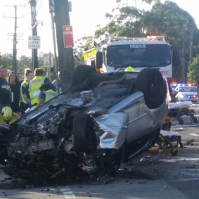 A serious two-car crash left one person trapped in an overturned vehicle on Monday night. 