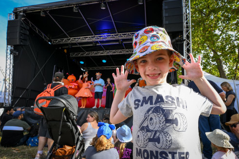 Dream come true: Ollie Binks, 6, saw his idol, Emma Memma, up close at Moomba on Monday.