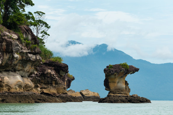 Sea stacks along the coastline of Bako National Park. 