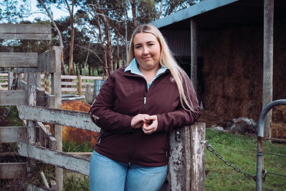 Annameike Cozens on the family farm outside Warrnambool.