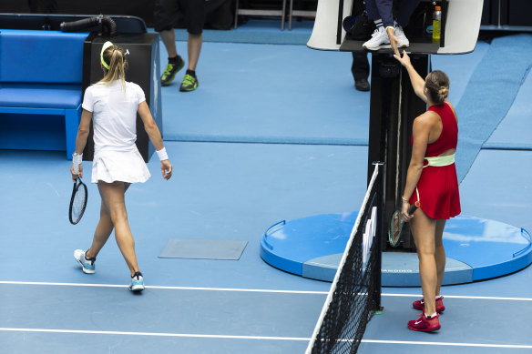 Tsurenko and Sabalenka did not shake hands following their third-round match on centre court, as per Ukrainian policy.