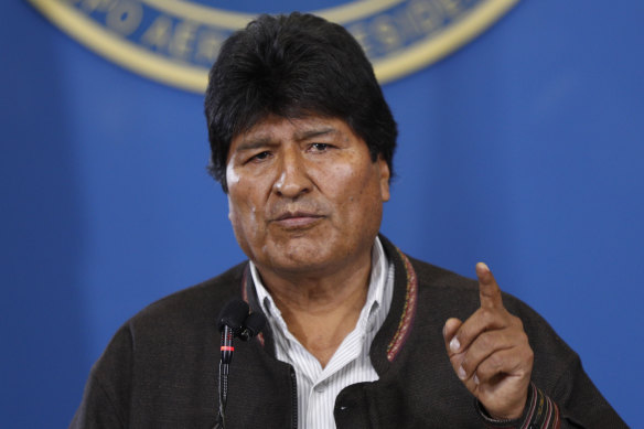 Bolivia's President Evo Morales urged police to "preserve the security" of Bolivia and uphold the rules during a press conference at the military airport in El Alto, Bolivia.
