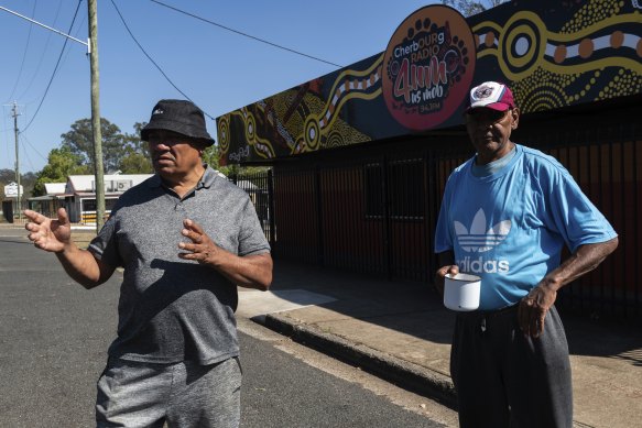 Max Conlon (left) on the streets of Cherbourg on Saturday.