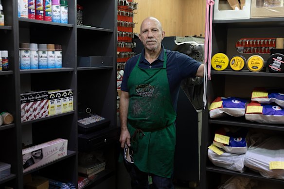 Joe Panarello from TJ Shoes is one of a number of tenants struggling at Greenwood Plaza in North Sydney.