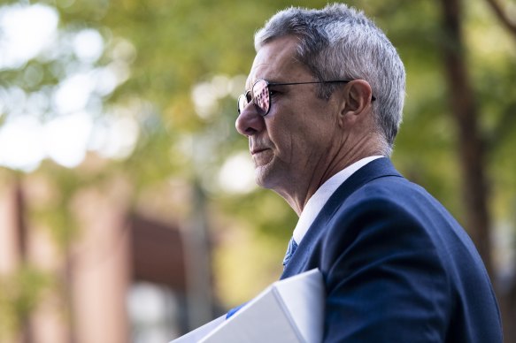 ACT Director of Public Prosecutions Shane Drumgold, SC, outside the inquiry into the Lehrmann trial.