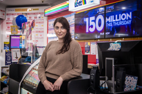 Psychologist Carly Dober at McFadzean Super Lotto outlet in Reservoir, in Melbourne’s north.