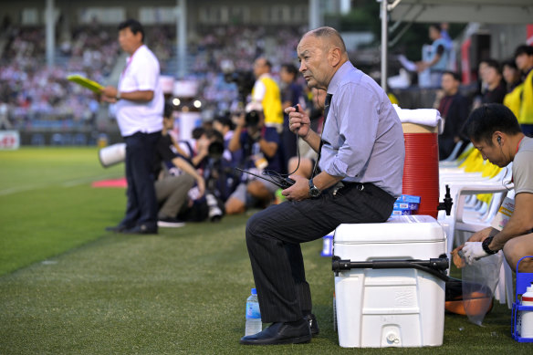 Eddie Jones watches on as his Japan XV side goes down to the Maori All Blacks.