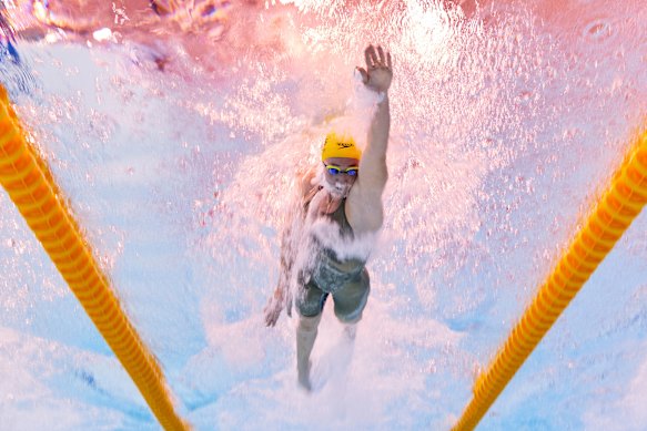 Lani Pallister during the women’s 1500m freestyle race, which she won.