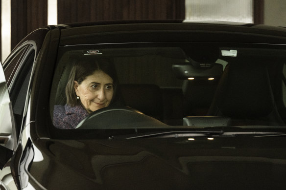 Former NSW premier Gladys Berejiklian outside her home before the ICAC’s findings were released.