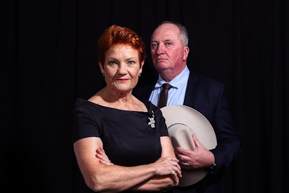 One Nation’s Pauline Hanson and Barnaby Joyce.