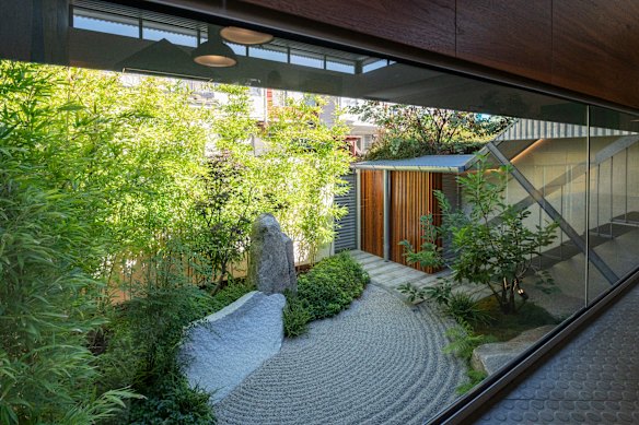 The rear Zen-style garden was designed by the eminent Japanese landscape architect and monk Shunmyo Masuno.