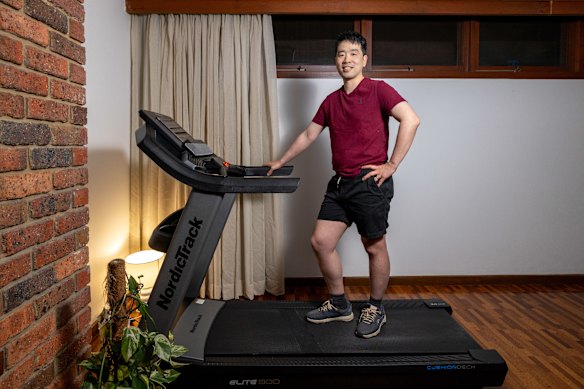 Melbourne-based Michael Lee spends a lot of time on his treadmill. 