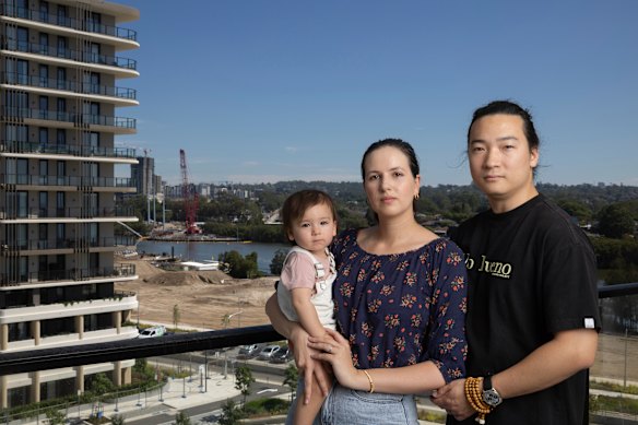 Emily Hurry and husband Oliver ke Duan bought a unit in Wentworth Point excited by the promise of a full light rail line.