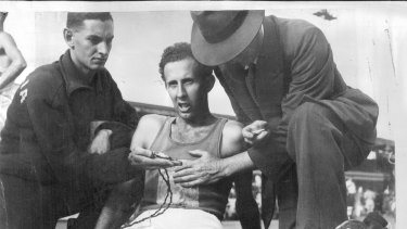 John Landy after breaking the NSW mile record in March, 1953.