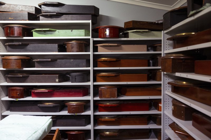 Biding their time: clocks stacked in the underground room at Central Station.
