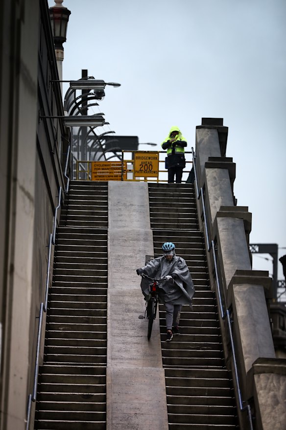 Cyclists have been waiting for a long time for ramps to replace the steps on the Sydney Harbour Bridge.