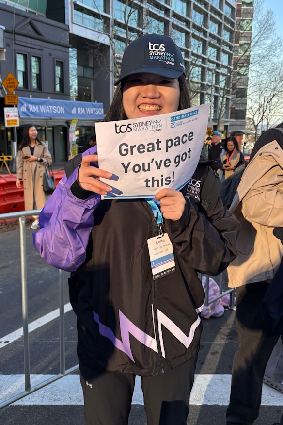 One Sydney Marathon volunteer in North Sydney this morning.