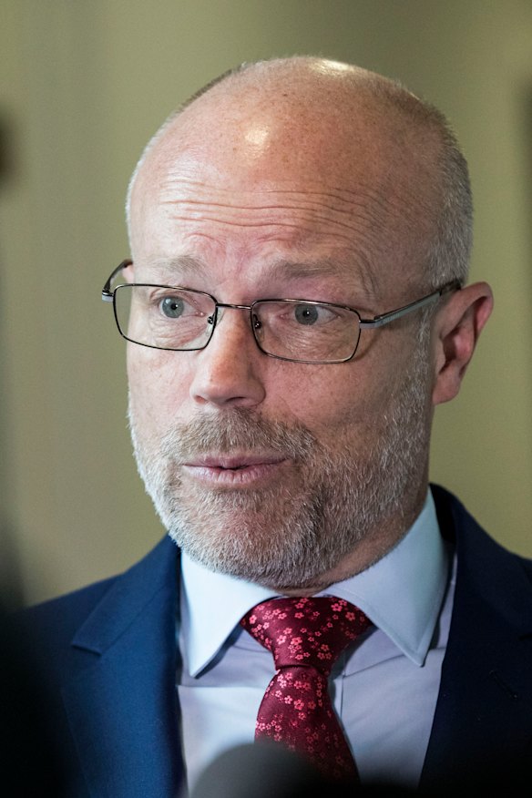 Head of Australian Cyber Security Centre, Alastair MacGibbon, speaks to the media at Parliament House in Canberra. Photo: Dominic Lorrimer