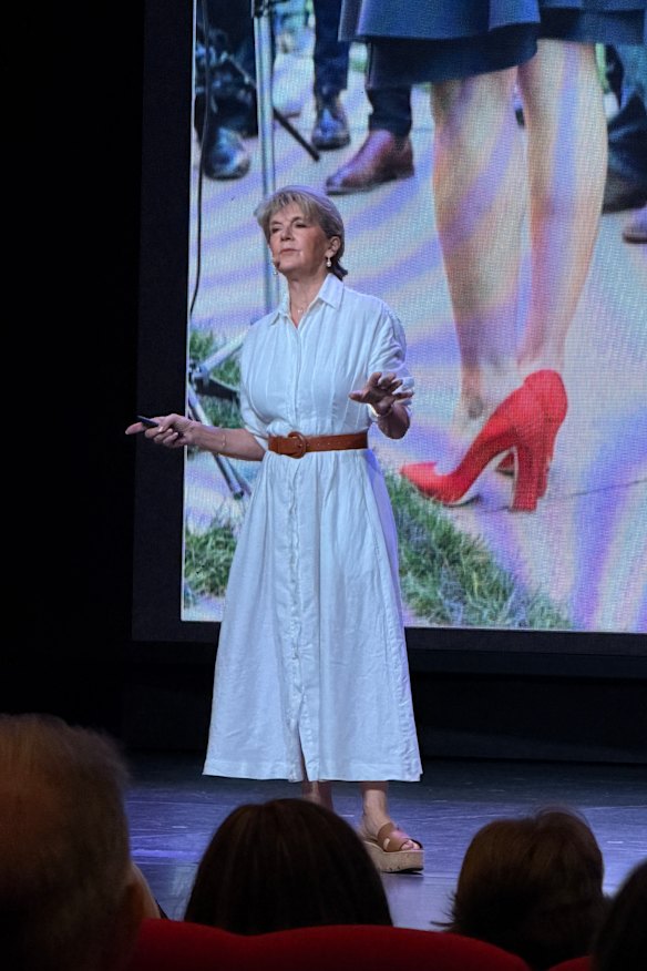 Julie Bishop gives a keynote address aboard the Queen Mary 2 on March 2, 2026.