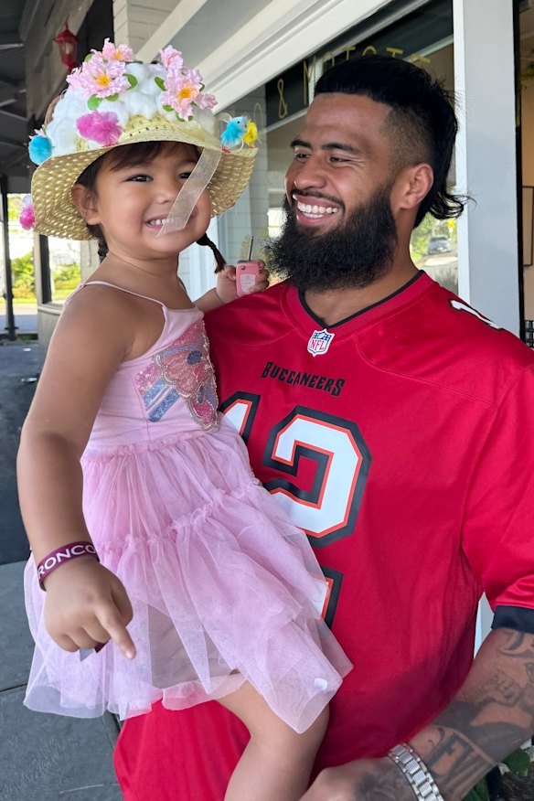Payne Haas with his daughter Lalita.