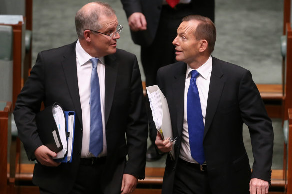 Scott Morrison with then-Prime Minister Tony Abbott in June 2015.
