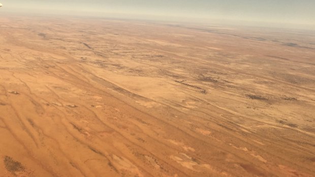 The view from the air overlooking the Simpson Desert in Birdsville.