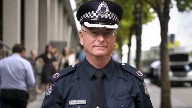 Assistant Commissioner Brett Guerin has stepped down over his obscene comments.