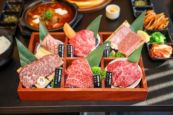Choose from five cuts of meat in a tasting plate.