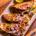 Cheesy birria tacos at Taquila's in Manly.