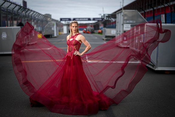 Cyclist and partner of Valtteri Bottas, Tiffany Cromwell on the Albert Park Formula 1 track ready for Glamour on the Grid.