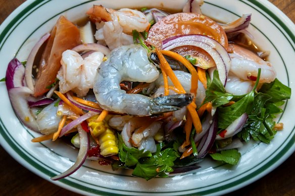 Prawn salad (half fresh, half cooked).