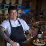 Chef Zach Tinsley with produce for his pop-up lunch at Avani Winery, Red Hill South.