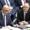 Opposition Leader Peter Dutton and Shadow Minister for Climate Change and Energy Ted O’Brien on Monday.