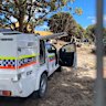 Police collect the original discovery of bones at Rottnest Island earlier this month.