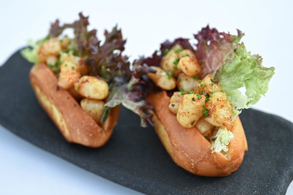 Prawn brioche roll with gascony butter and cos lettuce.