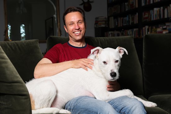Markus Zusak with his dog Frosty.