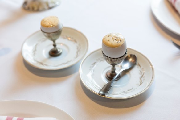  Soft egg yolk, charcuterie jam and parmesan custard.