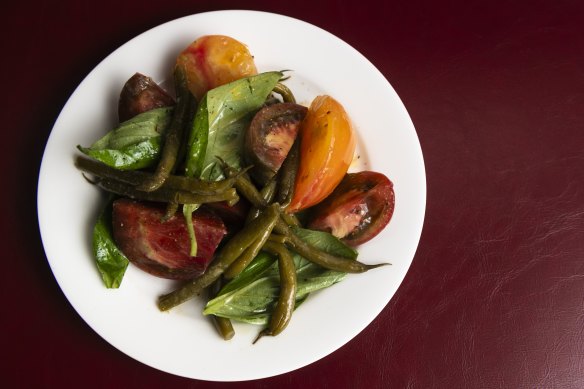 Tomato, green beans and bagna cauda. 